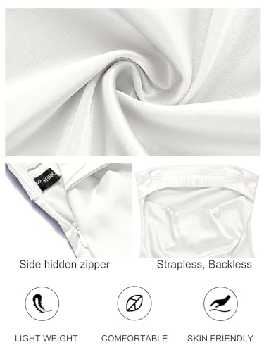 Image of MEROKEETY Women's Summer Satin Strapless Bodycon Dress 2026 Backless Tube Wedding Guest Cocktail Formal Party Maxi Dresses
