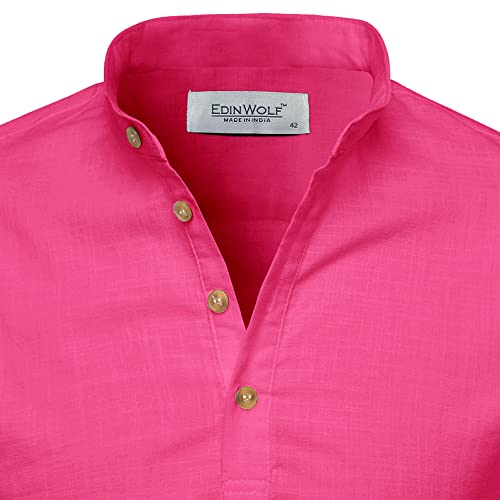 Image of Men's Full Sleeve Beige Color Cotton Blend Spread Slim Fit Shirt Style Kurta for Men and Boys