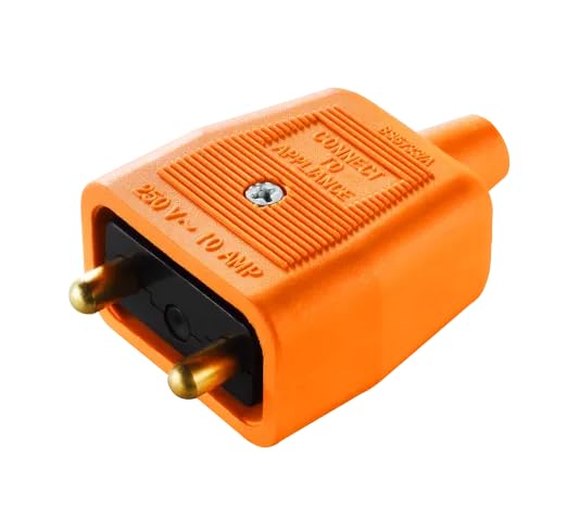 LEDANGEL Inline Plug Socket Connector Set 2-Pin & 3-Pin Male & Female Rewireable Plugs 250V 10A Screw Terminal with Snap-Lock & Gold-Plated Pins Black/White/Orange (2 PIN ORANGE) - Image 4