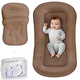 Baby Lounger - Baby Lounger for Newborn, 0-24 Months, Infant Lounger for Home and Travel, Soft Cotton, Baby Nest Lounger, Newborn Babies Essentials Gifts, Brown (Lounger Cover Included)