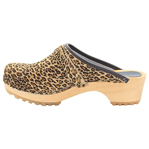 Bjork Women's Maja Open Back Leather Clogs - Leopard (Eu-42) #TOP2