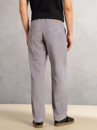 Image of Thomas Scott Men's Regular Fit Mid-Rise Corduroy Trouser | Textured Fabric | 4-Pocket Casual Pants for Men