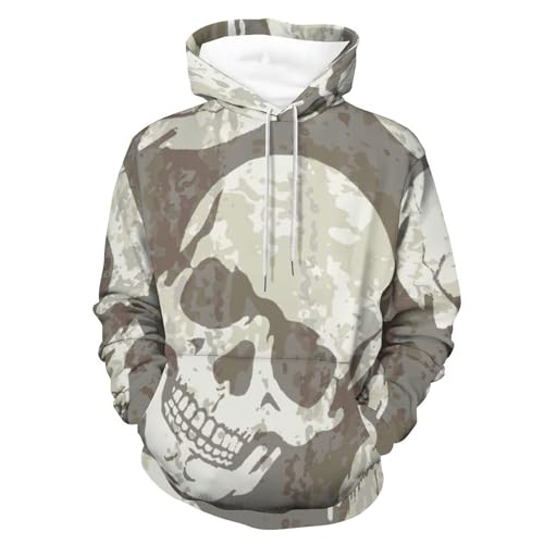 Sweat à capuche crâne rétro en coton chaud pull manches longues S
