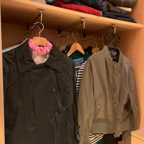 Vueinrg 2 Stück Ausziehbare Kleiderstange Schrank Ausziehbar 25cm Schrankstange Ausziehbar Kleiderschrank Stange Verstellbare Kleiderbügelhalter Teleskop für Schränke und Lagerbereiche (Silber)