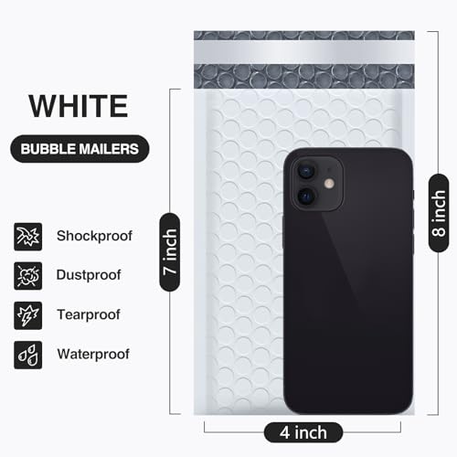 Image of UCGOU Bubble Mailers 4x8 inch White 100 Pack Usable Size 4x7 inch Padded Envelopes
