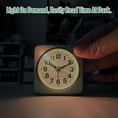 Image of Lamisola Ultra Small Battery Analog Travel Alarm Clock, Retro Bedside Table Clocks for Bedrooms, Desk Clock, Vintage Home Decor for Bathroom Kichen Living Room, Mint