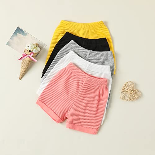 U·nikaka Unisex Toddler Baby Shorts Breathable Cotton Flare Short 5-Pack In Grey White Black Yellow And Pink Newborn #TOP4