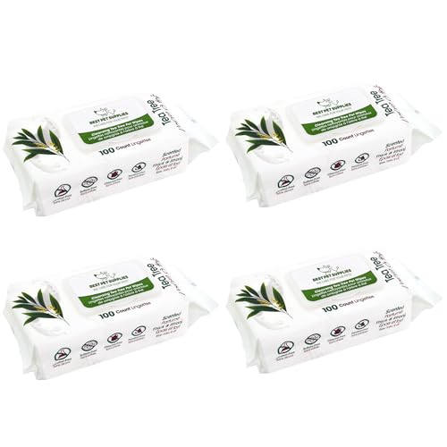 Image of Best Pet Supplies 8 inch x 9 inch Large Dog Wipes - Cleaning and Deodorizing for Paws and Coat - Gentle Formula with Tea Tree Vitamin E for Puppies and Cats - 400 Count