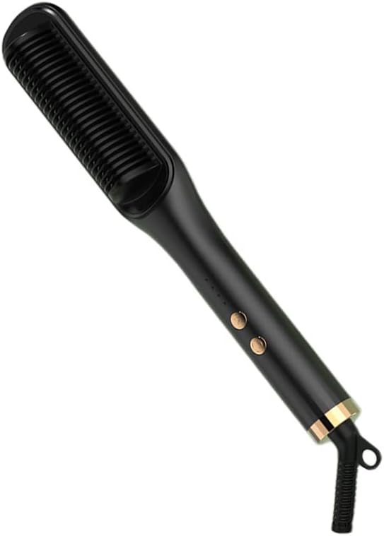 Peine alisador de cabello Termostato inteligente de iones negativos de doble uso para salón de casa Enchufe de EE. UU. 220V (negro)