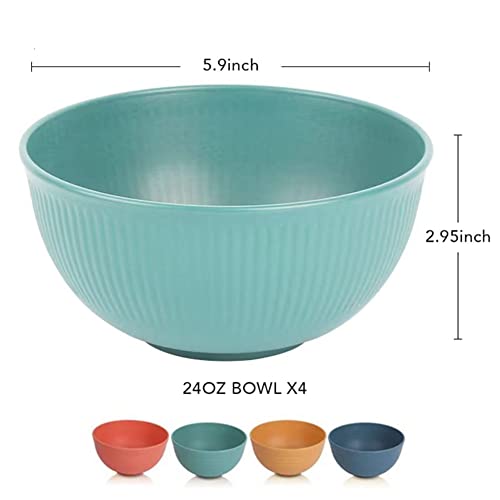 Pupopik Cereal Bowls Unbreakable 24 Oz, Plastic Bowls Reusable Light Weight Bowl, Microwave And Dishwasher Safe Bpa Free Cereal Bowls Heat Straw Bowl For Serving Soup And Salad (Mutil Color-Set Of 4) #TOP2