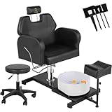 LEISULIF Pedicure Chair 360° Rotation Portable Pedicure Station with Adjustable Footrest and Massage Bath Bowl, Rolling Pedicure Stool No Plumbing for Nail Tech Beauty Spa Salon Home Use