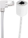 CAT6 Ethernet Extension Cable,90 Degree RJ45 Cords Shielded Male to Female Ethernet Patch Cable,Support Bandwidth Up to 250mhz,24AWG,White (UP Angle, 1.6FT)