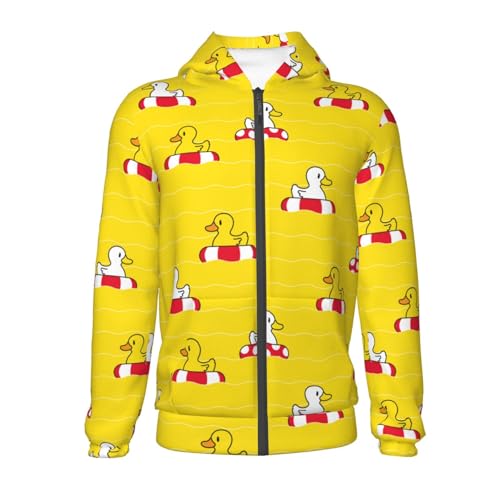 Duck Swimming Ring Kids Pullover Hoodies Boys Zip Up Sweatshirts Girls Athletic Clothes with Pocket2