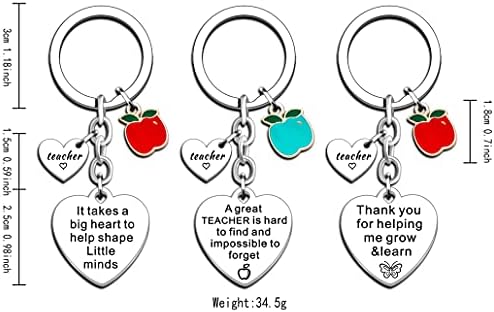 Appreciation Teacher Keyring Teacher Gifts for Women Thank You Teacher Gifts Graduation Birthday Christmas (3 pcs keyrings)