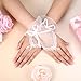 2 Pairs Lace Fingerless Gloves for Women, Bow Short Black White Lace Gloves Mesh Sheer Wrist Cuff for Brides and Bridesmaids Banquet Bridal Prom Wedding Tea Party Funeral Costume Fashion Accessories