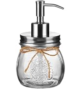 Amolliar 10 OZ Mason Jar Liquid Soap Dispenser, Stainless Steel Pump Lid, Cute Farmhouse Decor fo...