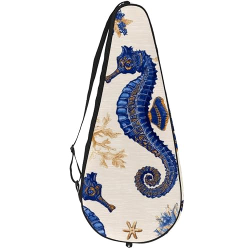 VAPOKF Bolsa para raqueta de tenis, caballito de mar y corales, para raqueta de tenis, con capacidad para hasta 2 raquetas