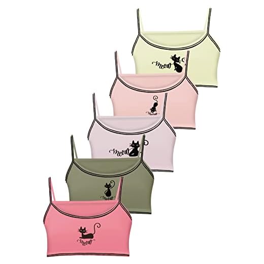LOREZA ® 5 Reggiseno per Bambina da Allenamento Sportivi in Cotone Reggiseni - Modello 1-10-11 Anni