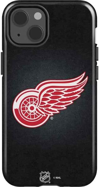 Skinit Impact Phone Case Compatible with iPhone 14 - Officially Licensed NHL Detroit Red Wings Black Background Design