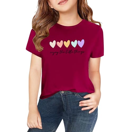 Kids Toddler Girls T-Shirts O-Neck Cute Short Sleeve Cool Summer Travel Beach Vacation Lightweight 𝐐uick