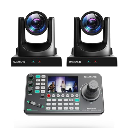 AVKANS 30X NDI PTZ Camera Kits - 2pcs 30X NDI Camera with 1pcs IP Joystick Controller Package for Church Live Streaming Video Production（2X AV-CM30-NDI and 1x AV-Joy-IP）