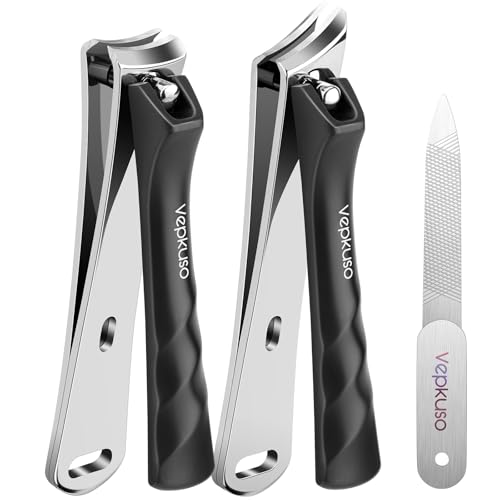 Vepkuso Nail Clippers Set for Men & Women – Professional Toenail Clippers for Thick Ingrown Nails for Seniors, Ultra Sharp Stainless Steel Fingernail Clipper & Nail Cutter, Gift Idea