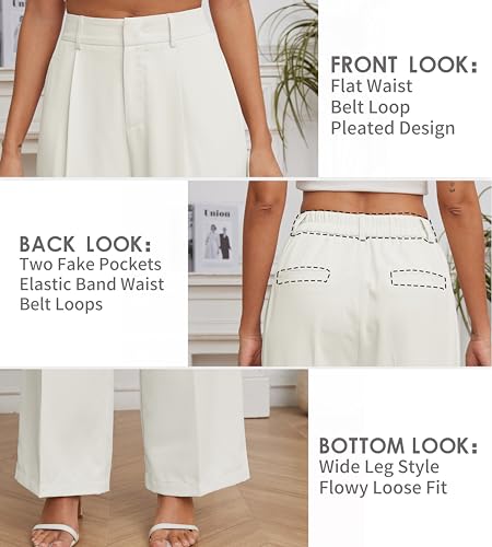 FUNYYZO Women Suit Pants Wide Leg Pants High Elastic Waisted in The Back Business Work Trousers Long Straight4