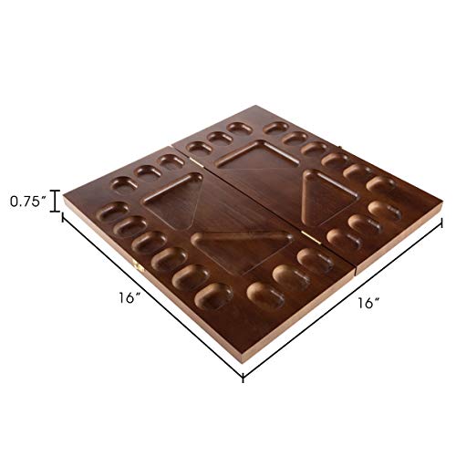 Mancala Board Game- 4 Player, Square Root Strategy Game, Folds For Storage Or Travel And Includes 96 Plastic Stones For Kids & Adults By Hey! Play! , Brown #TOP1