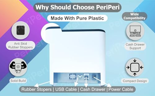 Image of PeriPeri 3inch Desk Advanced 80mm Inkless Receipt Thermal Printer with Auto Cutter & Cash Drawer Support, ESC /POS Bill Print (1Year Warranty) (USB)