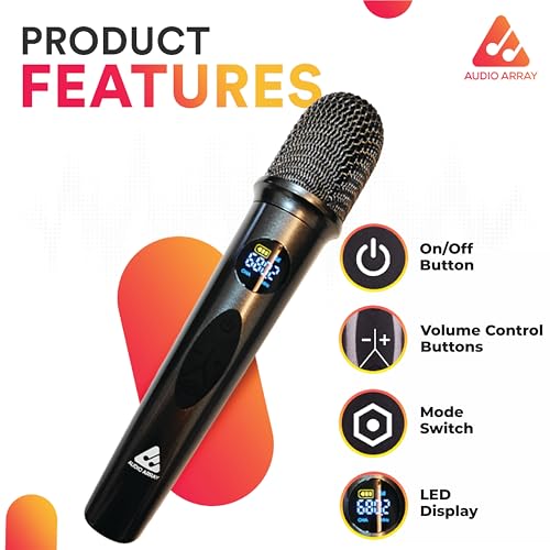 Image of Audio Array AM-W35 UHF Dual Wireless Premium Karaoke Microphones | 800mah 5-6 Hours Battery Backup | Range up to 50M | Karaoke Singing, Wedding, DJ, Church | PA System, Amplifier, Mixer, Party Box