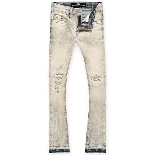 Kids Sean Knee Shred Stacked Jeans (Bone White)