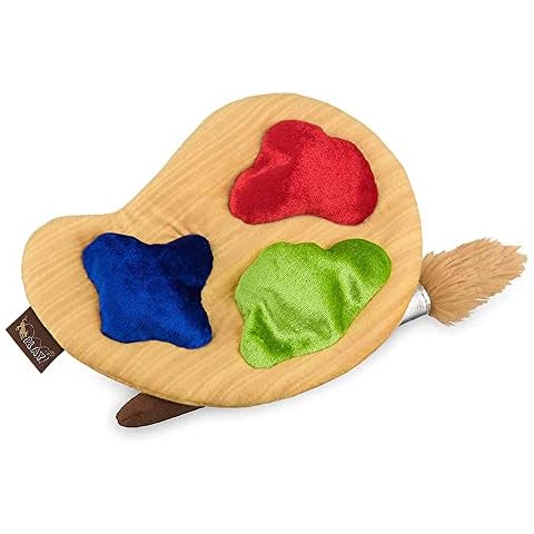 P.L.A.Y. Cute Plush Dog Toys - Back to School Themed Durable Squeaker Chew Toy, Great for Puppies & Small, Medium, Large Dogs - Machine Washable, Recycled Materials (Puppy's Palette & Paint Brush) Cover