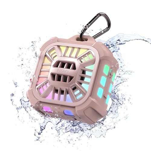 INSMY Altavoz Bluetooth, IPX7 impermeable, portátil, altavoz de ducha, sincronización inalámbrica de más de 100 altavoces, graves de gran volumen, tiempo de reproducción de 24 horas, flotante, luces