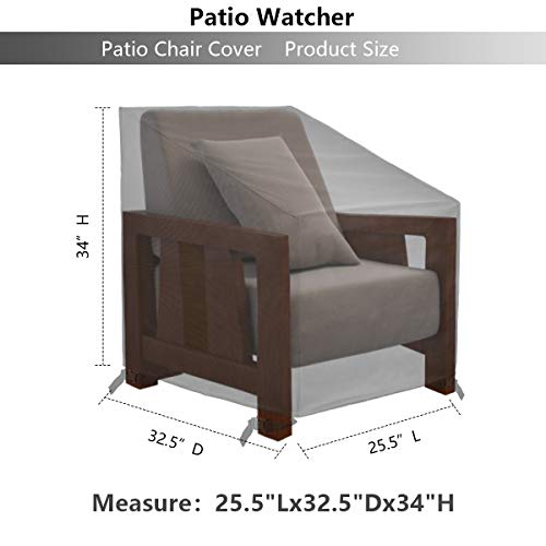 Patio Watcher 2 High Back Patio Chair Cover, Durable and Waterproof Outdoor Furniture Chair Cover, Grey - Thumbnail 2