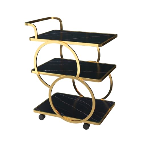 Carros Auxiliares Con Ruedas,carrito Organizador Fruteros De Cocina,ruedas Giratorias Sobre 360 °,2 Frenos,para Restaurante, Cocina, Almacén, Garaje, Hotel, Hogar ( Color : Nero , Size : 64*45*80cm )
