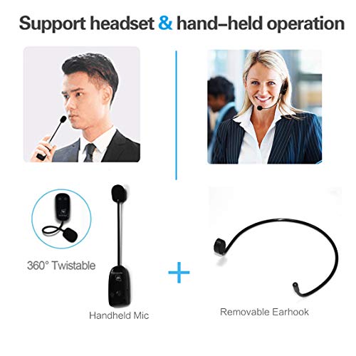 Portable Mini Bluetooth PA System with Wireless Headset Microphone 30W Personal Pa Speaker Rechargeable Voice Amplifier Supports Earphone/FM Radio/AUX-in Mode/USB Input/TF Card - Thumbnail 3