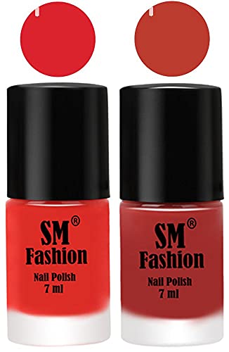 Image of Long Lasting Nail Polish | Nail Paint Combo 7 ml Each) - Set of 2 Candy Orange-Dark Peach