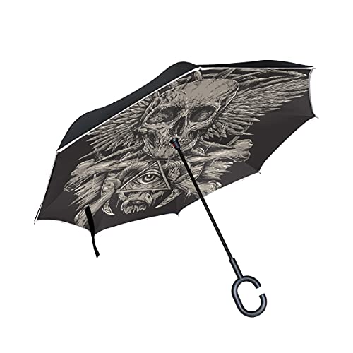 Parapluie inversé tête de mort double couche contre vent et pluie