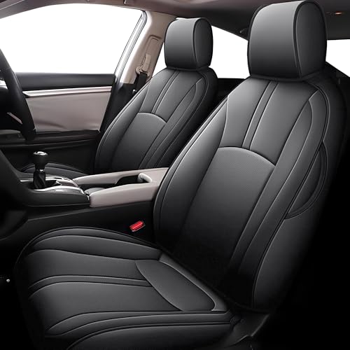 Image of AOMSAZTO Custom Fit Seat Covers for Honda Civic Sedan EX-L,EX-T 2016-2021 Premium Comfort Faux Leather Car Seat Covers Black