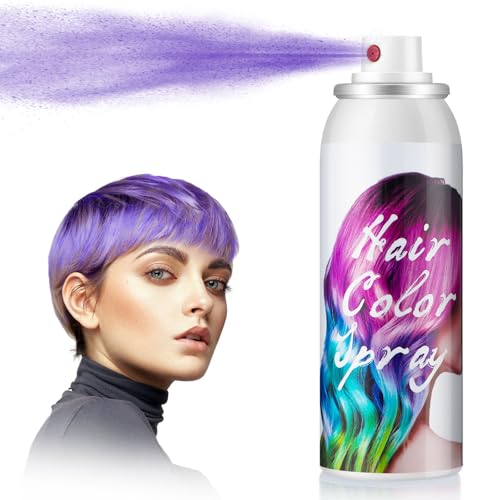Spray De Color Para El Cabello Morado, Laca Temporal Para El Cabello Coloreada, Spray De Tinte Capilar Lavable De Una Sola Vez Para Fiestas De Disfraces Cosplay Halloween, Tinte Rápido -100ml