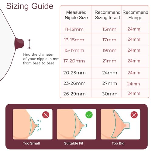 Image of Flange Insert 13 /15mm 8PCS Compatible with 24mm Flange /Shield of Most Pumps,Suitable for Momcozy /Medela /Spectra /TSRETE /Paruu Wearable Breast Pump,Reduce 24mm Tunnel Down to Correct Size,4pc /Size