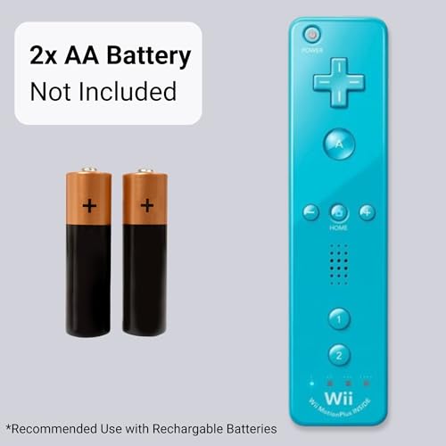 Image of Wii Remote with Motion Plus - Wireless Bluetooth Game Controller - Official Wii and Wii U Compatible - 2 Pack (Renewed) (Blue)