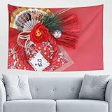 タペストリー 羽子板 門松 鶴 桜 梅 初日の出 朝日 和風 ファブリック装飾用品 おしゃれ アートプリント 壁掛け 布 インテリア ポスター 背景布