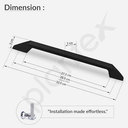 Image of Plantex Cabinet Handle /288mm Handle for Cabinet /Door Pull-Push Handle for Home /Office - Pack of 1 (Black)