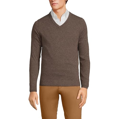 Lands' End Mens Cashmere V-Neck Sweater Andres Brown Heather Tall Large2