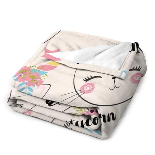 Couverture polaire chat licorne contre le froid sur canape et lit - 4