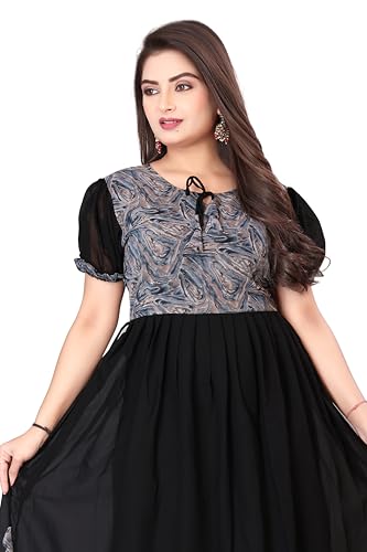 Image of eightone Floral Printed Cotton Frock for Women | Fit and Flare Midi One Piece Dress | Casual Western Dress for Women