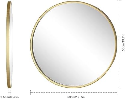 Holdfiturn 50cm Round Mirror,Large Modern Gold Copper Brushed Frame Wall Mirror,Metal Framed HD Glass Wall Mirror for Makeup Bathroom Living Room Bedroom