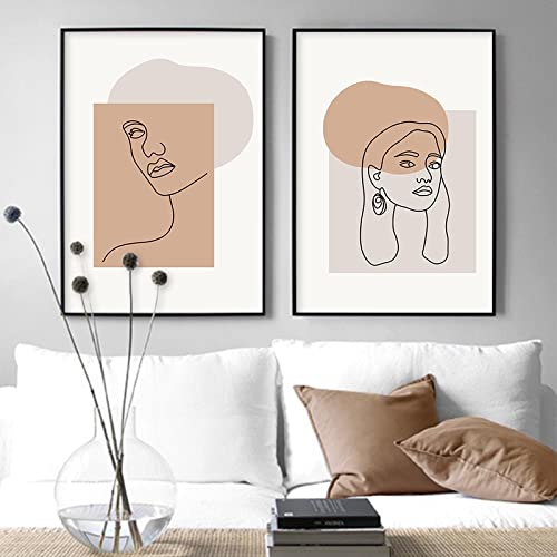 Peinture sur toile visage abstrait pour créer une ambiance bohème chic dans votre salon moderne
