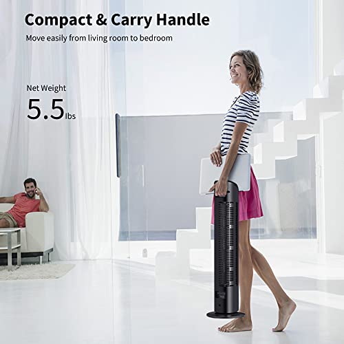 Akires Oscillating Tower Fan 30 Inch Portable Light-Weight Space-Saving Quiet Bladeless Floor Fan For Office Kitchen Living Room Tower Fan With Remote Control,3 Speeds,3 Modes,7.5H Timer(Black) #TOP1